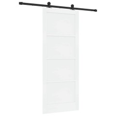 porta scorrevole vidaXL con set di ferramenta Bianca 86x211 cm Legno massello di pino