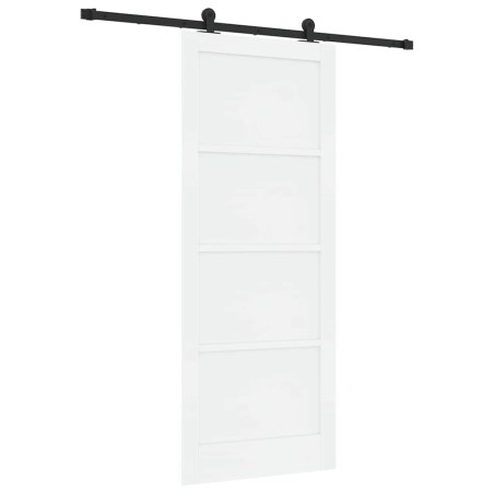 porta scorrevole vidaXL con set di ferramenta Bianca 86x211 cm Legno massello di pino