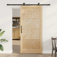 Porta scorrevole vidaXL con set hardware 93x202 cm in legno massello di pino