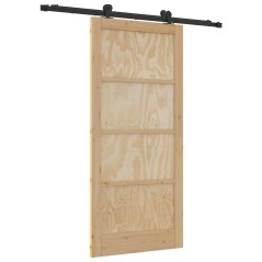 Porta scorrevole vidaXL con set hardware 93x202 cm in legno massello di pino