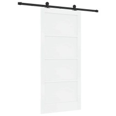 Porta scorrevole vidaXL con set di hardware bianca 93x202 cm legno massiccio pino