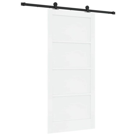 Porta scorrevole vidaXL con set di hardware bianca 93x202 cm legno massiccio pino