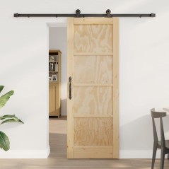 Porta scorrevole vidaXL con set hardware 73,5x198,5 cm in legno massello di pino