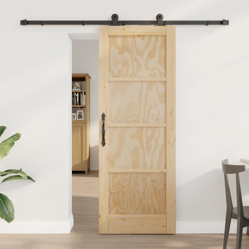 Porta scorrevole vidaXL con set hardware 73,5x198,5 cm in legno massello di pino Porta scorrevole vidaXL con set hardware 73,5x198,5 cm in legno massello di pino