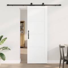 Porta scorrevole vidaXL con set di hardware Bianco 73.5x211 cm Legno massello in pino