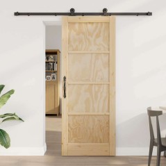 vidaXL Porta scorrevole con kit di montaggio 78x202 cm Legno massello Pino