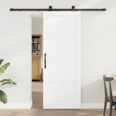 vidaXL Porta Scorrevole con Set Hardware Bianca 78x202 cm Legno Massiccio Pino
