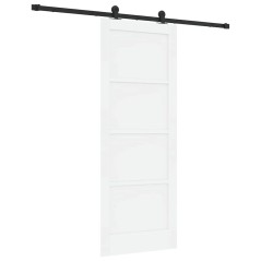 vidaXL Porta Scorrevole con Set Hardware Bianca 78x202 cm Legno Massiccio Pino