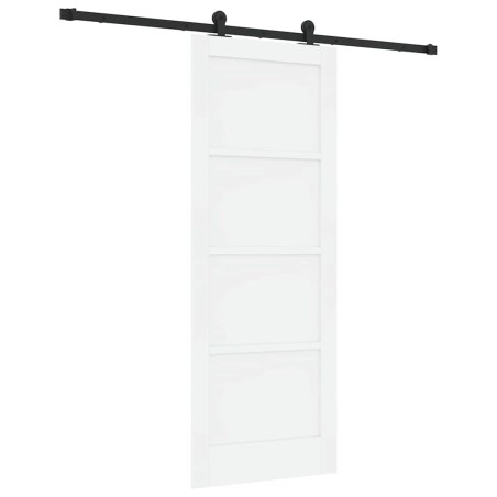 vidaXL Porta Scorrevole con Set Hardware Bianca 78x202 cm Legno Massiccio Pino