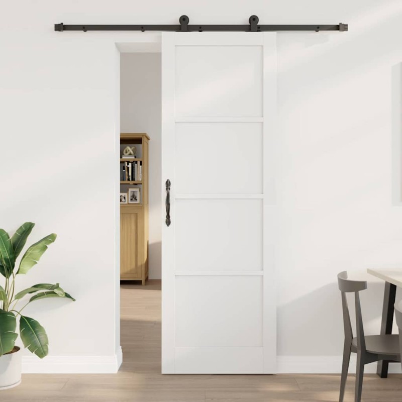 Porta scorrevole vidaXL con set di ferramenta bianca 78x232 cm in legno massello di pino Porta scorrevole vidaXL con set di ferramenta bianca 78x232 cm in legno massello di pino