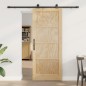 vidaXL Porta scorrevole con set di hardware 83x202 cm in legno massello di pino