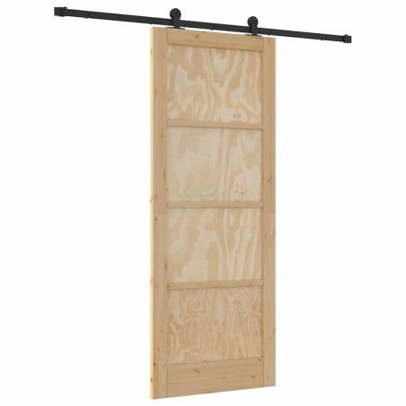 Porta scorrevole vidaXL con set di ferramenta 83x211 cm Legno massello di pino