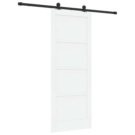 Porta scorrevole vidaXL con set di ferramenta Bianca 83x211 cm Legno massello Pino