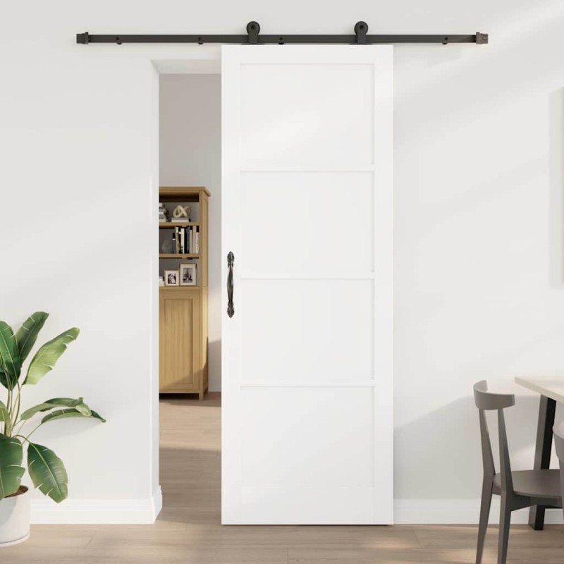 vidaXL Porta Scorrevole con Set di Ferramenta Bianca 83x232 cm in Legno Massello di Pino vidaXL Porta Scorrevole con Set di Ferramenta Bianca 83x232 cm in Legno Massello di Pino
