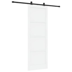 vidaXL Porta Scorrevole con Set di Ferramenta Bianca 83x232 cm in Legno Massello di Pino