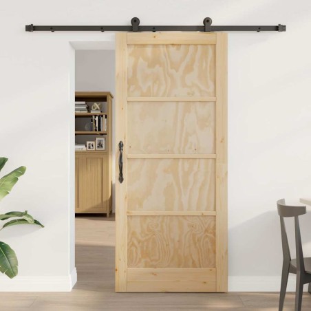 Porta scorrevole vidaXL con set hardware 86x198.5 cm in legno massello di pino