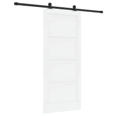 Porta scorrevole vidaXL con set di accessori bianchi 86 x 198.5 cm in legno massello di pino