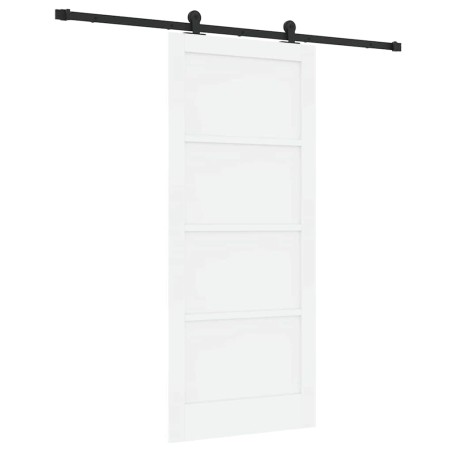 Porta scorrevole vidaXL con set di accessori bianchi 86 x 198.5 cm in legno massello di pino