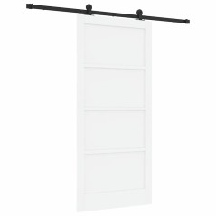 Porta scorrevole vidaXL con set di ferramenta bianco 93x202 cm legno massello pino