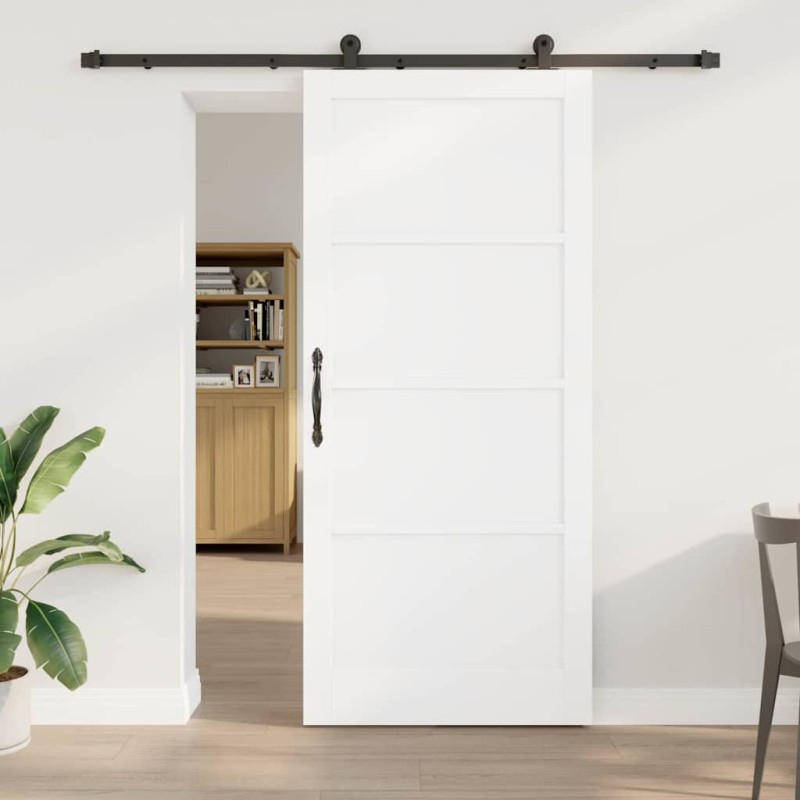 Porta scorrevole vidaXL con set di accessori Bianca 93x211 cm Legno massello di pino Porta scorrevole vidaXL con set di accessori Bianca 93x211 cm Legno massello di pino