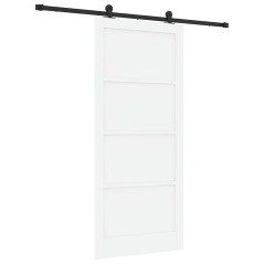 Porta scorrevole vidaXL con set di accessori Bianca 93x211 cm Legno massello di pino