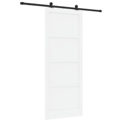 vidaXL Porta scorrevole con set di hardware bianco 93x232 cm in legno massello di pino