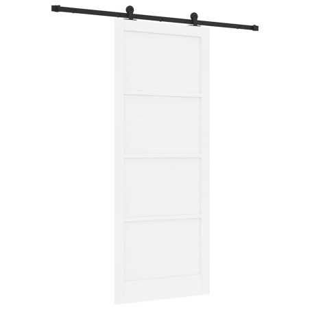 vidaXL Porta scorrevole con set di hardware bianco 93x232 cm in legno massello di pino
