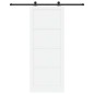 vidaXL Porta scorrevole con set di hardware bianco 93x232 cm in legno massello di pino