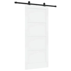 Porta Scorrevole vidaXL con Set di Accessori 'ORKDAL'in Legno Massello Bianca