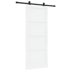 Porta Scorrevole vidaXL con Set di Accessori 'ORKDAL'Bianco in Legno Massello di Pino