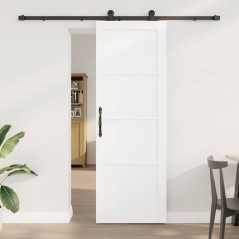 vidaXL Porta Scorrevole con Set di Ferramenta 'ORKDAL'Bianca in Legno Massello di Pino