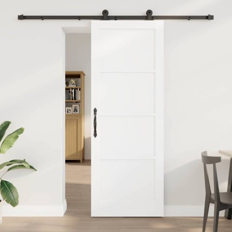 Porta Scorrevole vidaXL con Set di Accessori 'ORKDAL'Bianca Legno Massello di Pino