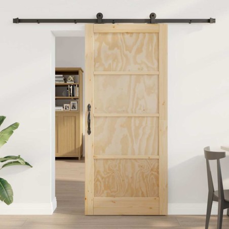 Porta Scorrevole vidaXL con Set di Maniglie "ORKDAL" in Legno Massello di Pino