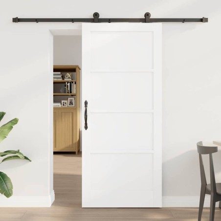vidaXL Porta Scorrevole con Set di Hardware 'ORKDAL'Bianca in Legno Massello di Pino