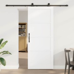 vidaXL Porta Scorrevole con Set di Ferramenta "ORKDAL" Bianca Legno Massello Pino
