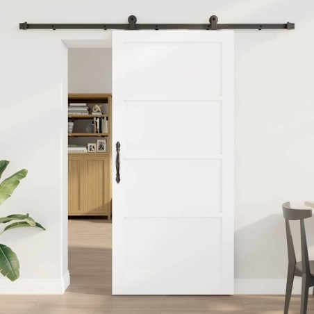 vidaXL Porta Scorrevole con Set di Ferramenta 'ORKDAL'Bianca in Legno Massiccio di Pino