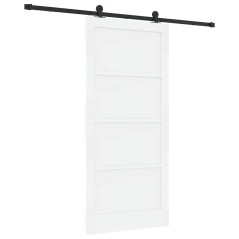 vidaXL Porta Scorrevole con Set di Ferramenta 'ORKDAL'Bianca in Legno Massiccio di Pino