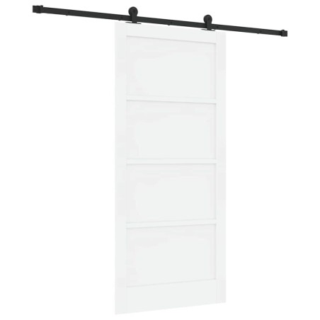 vidaXL Porta Scorrevole con Set di Ferramenta 'ORKDAL'Bianca in Legno Massiccio di Pino