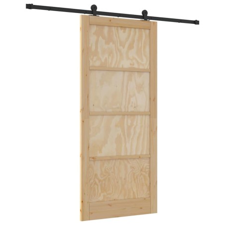 Porta Scorrevole vidaXL con Set Hardware 'ORKDAL'in Legno Massello di Pino