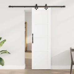 Porta Scorrevole vidaXL con Set di Fissaggi Bianco 61x198.5 cm Legno Massello di Pino