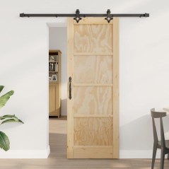Porta Scorrevole vidaXL con Set di Ferramenta 73.5x198.5 cm Legno Massiccio Pino
