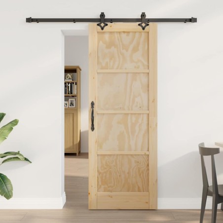 Porta Scorrevole vidaXL con Set di Ferramenta 73.5x198.5 cm Legno Massiccio Pino