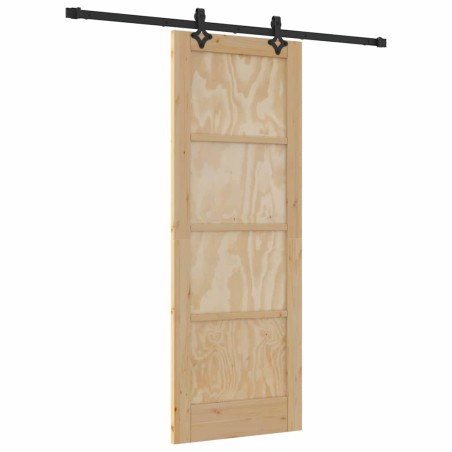 Porta Scorrevole vidaXL con Set di Ferramenta 73.5x198.5 cm Legno Massiccio Pino