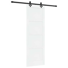 Porta Scorrevole vidaXL con Set di Hardware Bianco 73.5x211 cm Legno Massello Pino