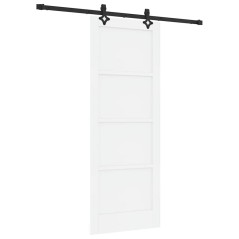 Porta scorrevole vidaXL con set di accessori bianchi 78x202 cm in legno massiccio di pino