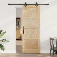 Porta scorrevole vidaXL con set di ferramenta 78x211 cm in legno massello di pino