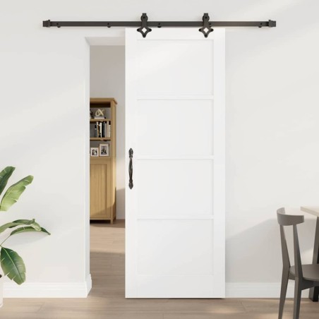 Porta Scorrevole vidaXL con Set di Ferramenta Bianca 78x211 cm Legno Massello Pino