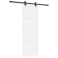 Porta Scorrevole vidaXL con Set di Ferramenta Bianca 78x211 cm Legno Massello Pino