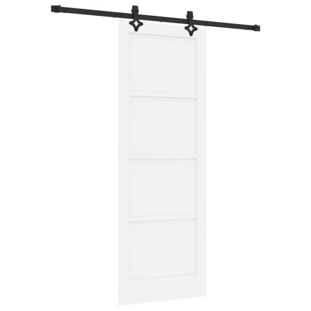 Porta Scorrevole vidaXL con Set di Ferramenta Bianca 78x211 cm Legno Massello Pino
