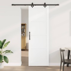 Porta Scorrevole vidaXL con Set di Ferramenta Bianca 78x232 cm Legno Massello di Pino